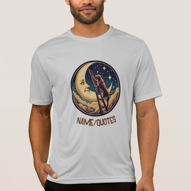 T-shirt Lune rêveuse & Chien grimpant l'échelle (Devant)