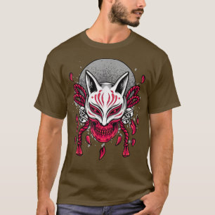 T-shirt Lune rouge Halloween Otaku Kitsune Fox Anime Lover