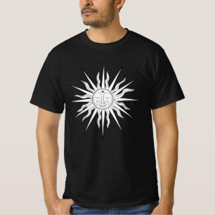 T-shirt Lune Soleil et Étoiles Fantaisie Noir et Blanc