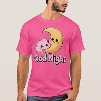 T-shirt Lune Souriante Et Nuage Dit Bonne Nuit