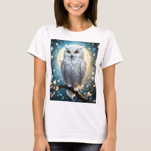 T-shirt Lune vigilante : Le hibou blanc neige