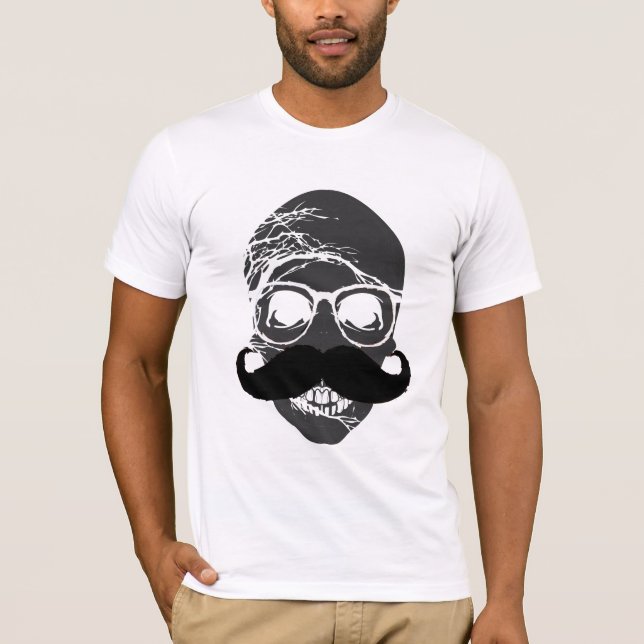 T-shirt Lunettes à moustache de crâne 2 (Devant)