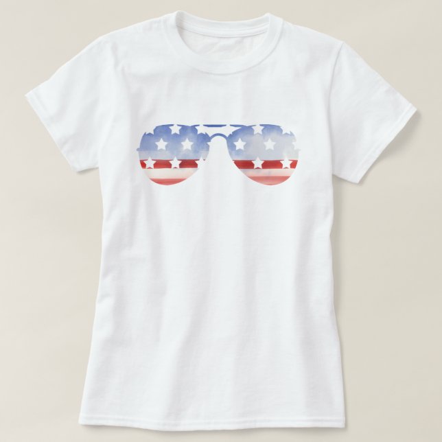 T-shirt Lunettes d'avion Drapeau 4 juillet patriotique (Design devant)