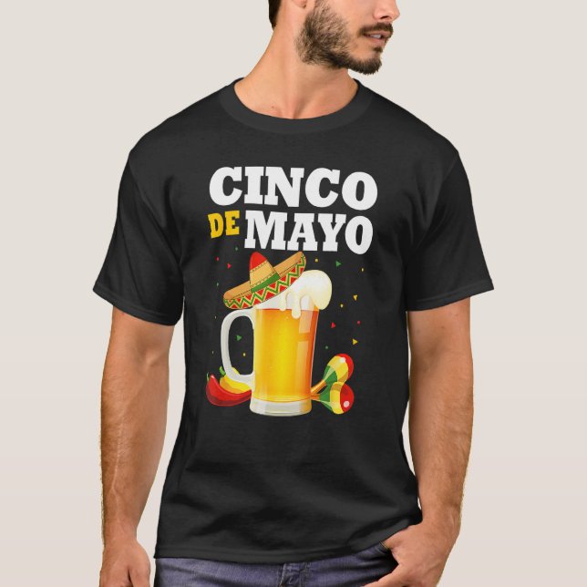 T-shirt Lunettes de bière mexicaines Cinco De Mayo (Devant)