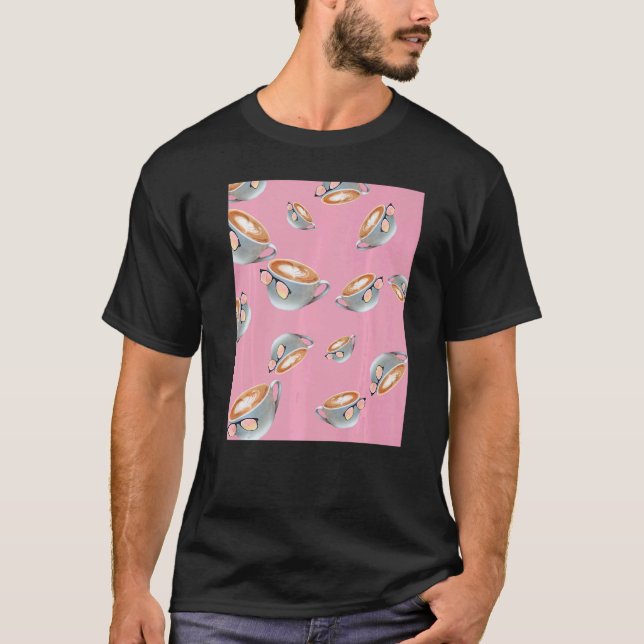 T-shirt Lunettes de café rose (Devant)