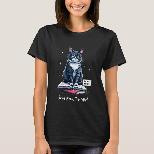 T-shirt Lunettes de chat de lecture drôles Introverti Amat (Devant)