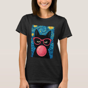 T-shirt Lunettes de chat drôles Bubblegum La Nuit étoilée 