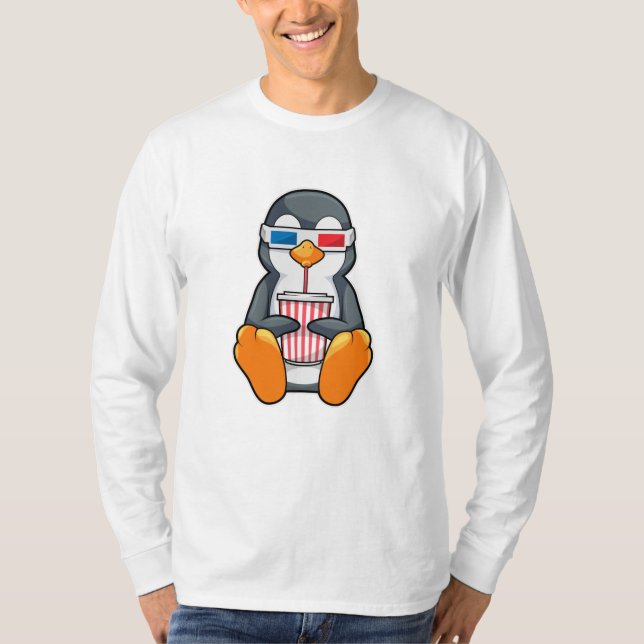 T-shirt Lunettes de cinéma Penguin Coupe de boisson (Devant)