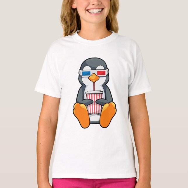 T-shirt Lunettes de cinéma Penguin Coupe de boisson (Devant)