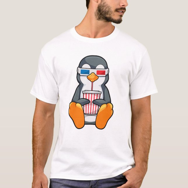 T-shirt Lunettes de cinéma Penguin Coupe de boisson (Devant)