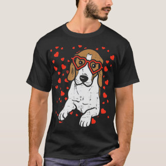 T-shirt Lunettes de coeur Beagle Valentines Jour Animaux A