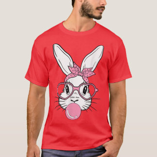 T-shirt Lunettes de coeur de lapin mignonne Bubblegum pour
