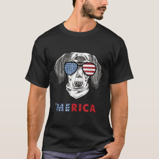 T-shirt Lunettes de drapeau américain Merica Dachshund pat