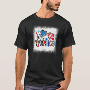 T-shirt Lunettes de Drapeau Américaine Mme Merica blanchie