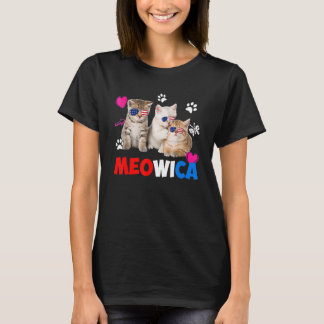 T-shirt Lunettes de drapeau Meowica Cat America 4 juillet