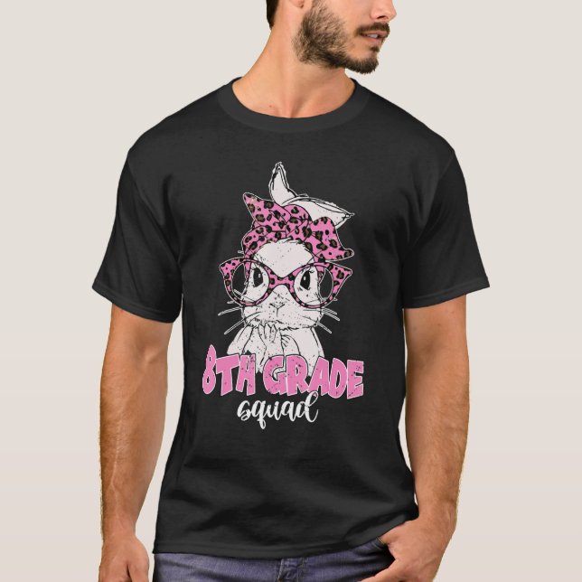 T-shirt Lunettes de léopard de 8e année Bunny Face Pâques (Devant)