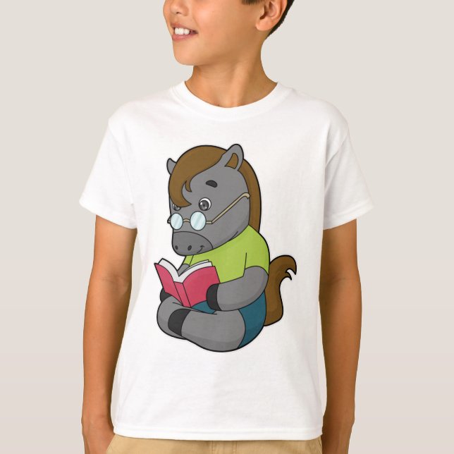 T-shirt Lunettes de livre Nerd de cheval (Devant)