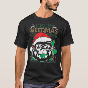 T-shirt Lunettes de Noël amusantes Monkey Office Jour féri