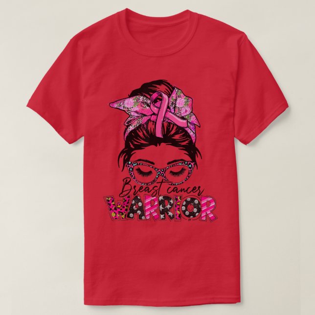 T-shirt Lunettes de pain Messy Portent un guerrier rose Ca (Design devant)