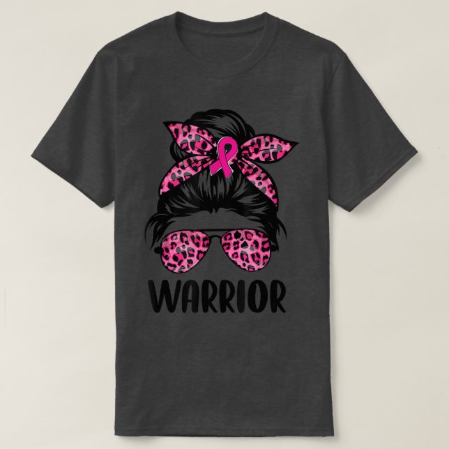 T-shirt Lunettes de pain Messy porter guerrier rose Cancer (Design devant)