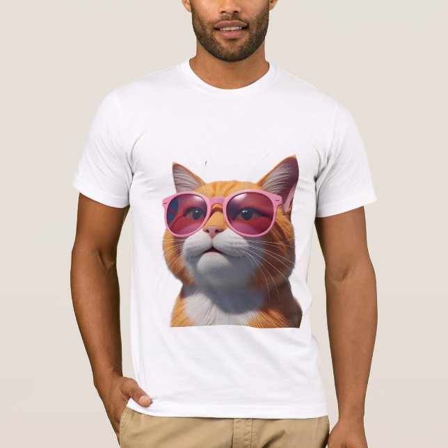 T-shirt Lunettes de soleil 3D Feline élégant Tee (Devant)
