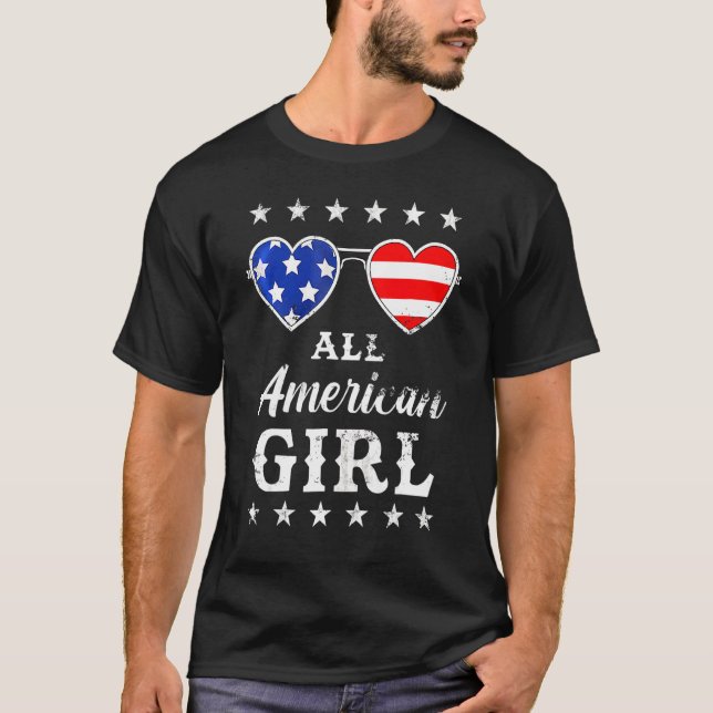 T-shirt Lunettes de soleil 4 juillet Patriotique All Ameri (Devant)
