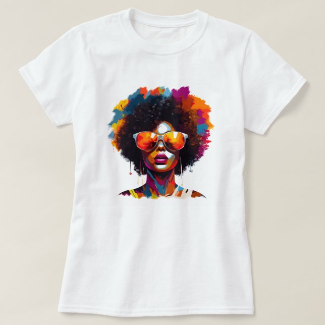 T-shirt Lunettes de soleil Afro Chic (Design devant)