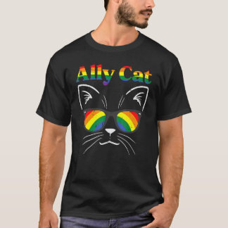 T-shirt Lunettes de soleil Ally Cat Fierté Gay Arc-en-ciel