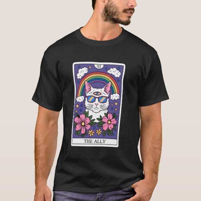 T-shirt Lunettes de soleil Ally Cat Tarot Card Pride 2 (Devant)