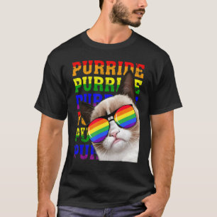 T-shirt Lunettes de soleil arc-en-ciel LGBT Fierté féline 