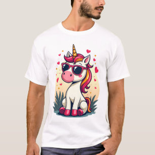 T-shirt Lunettes de soleil arc-en-ciel licorne Dabbing Vin