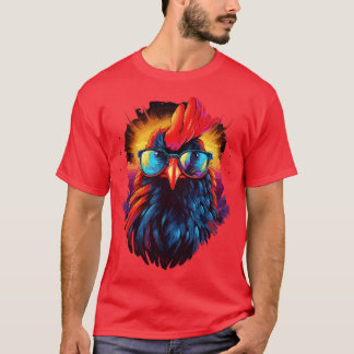 T-shirt Lunettes de soleil Art Dons de poulet Drôle Poulet
