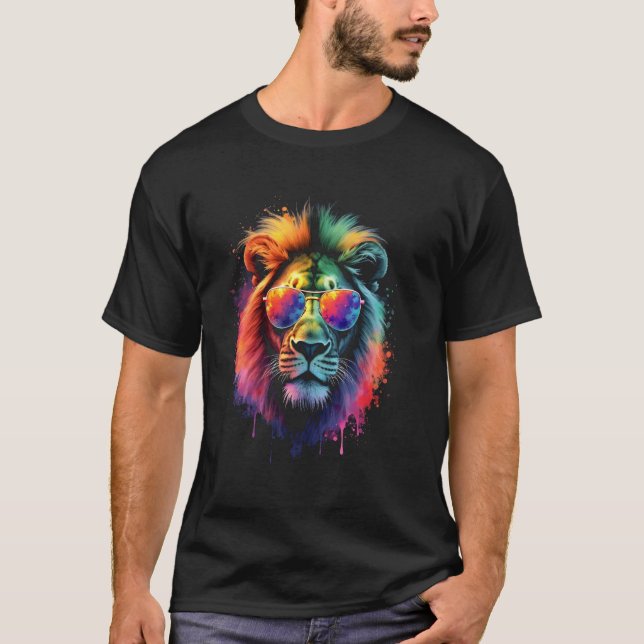 T-shirt lunettes de soleil art lion (Devant)