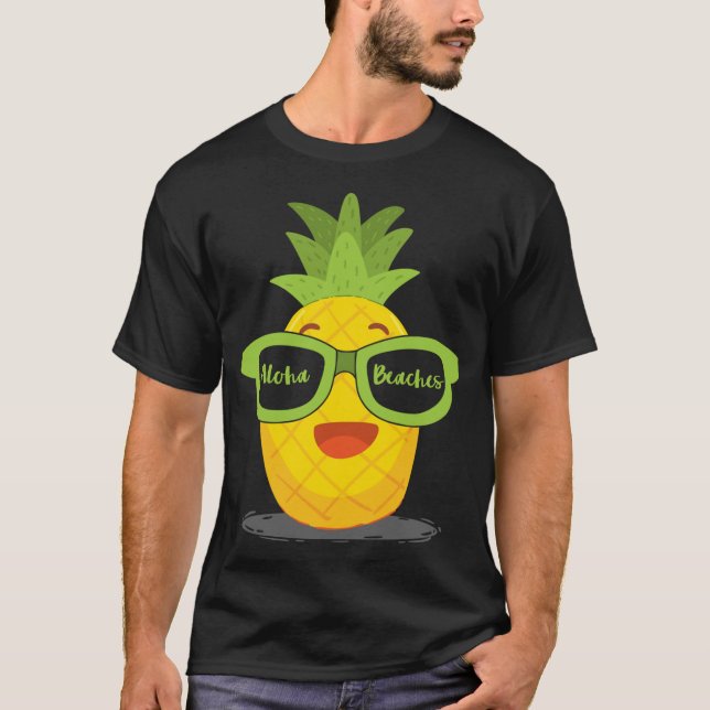 T-shirt Lunettes de soleil au fruit d'ananas sur les plage (Devant)