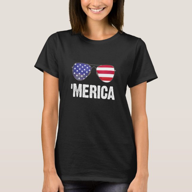 T-shirt Lunettes de soleil avec drapeau américain Merica d (Devant)