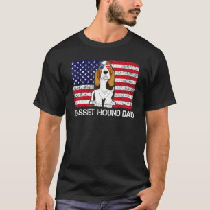 T-shirt Lunettes de soleil Basset Hound Papa Drapeau améri