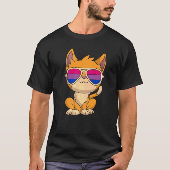 T-shirt Lunettes de soleil Bi Pride Drapeau de bisexualité (Devant)