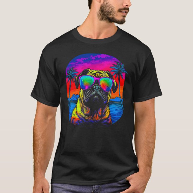 T-shirt Lunettes de soleil carlin chien (Devant)
