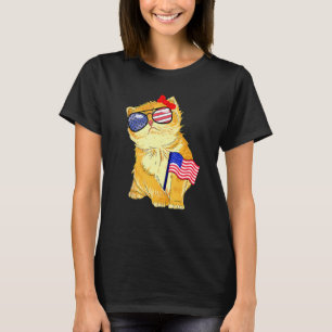 T-shirt Lunettes de soleil Cat 4 juillet Drapeau américain