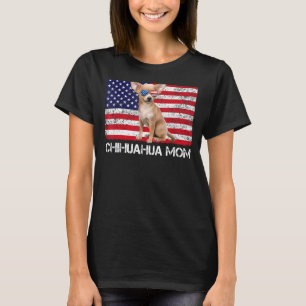 T-shirt Lunettes de soleil Chihuahua Maman Drapeau América