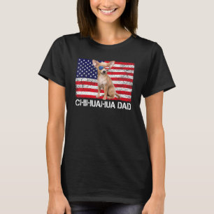 T-shirt Lunettes de soleil Chihuahua Papa Drapeau américai
