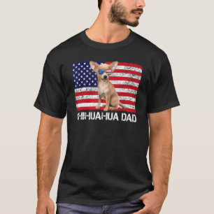 T-shirt Lunettes de soleil Chihuahua Papa Drapeau américai