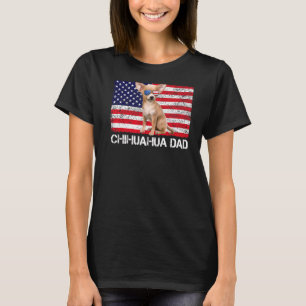 T-shirt Lunettes de soleil Chihuahua Papa Drapeau américai