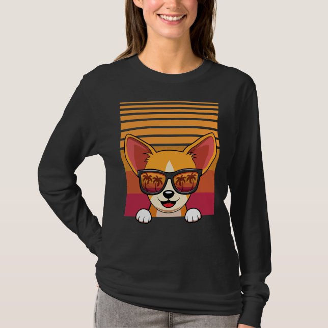 T-shirt Lunettes de soleil Chihuahua Retro Aloha Beach (Devant)