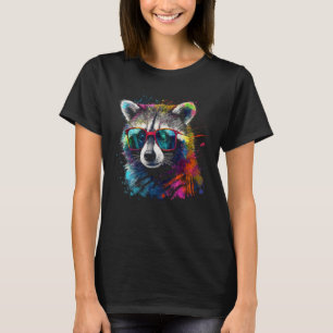 T-shirt Lunettes de soleil colorées Raccoon - motif animal