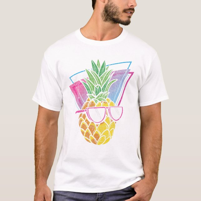 T-shirt Lunettes de soleil cool Ananas exotique Vaporwave  (Devant)