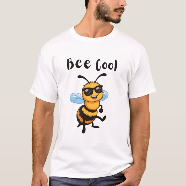 T-shirt Lunettes de soleil Cool Bee Insecte Drôle (Devant)