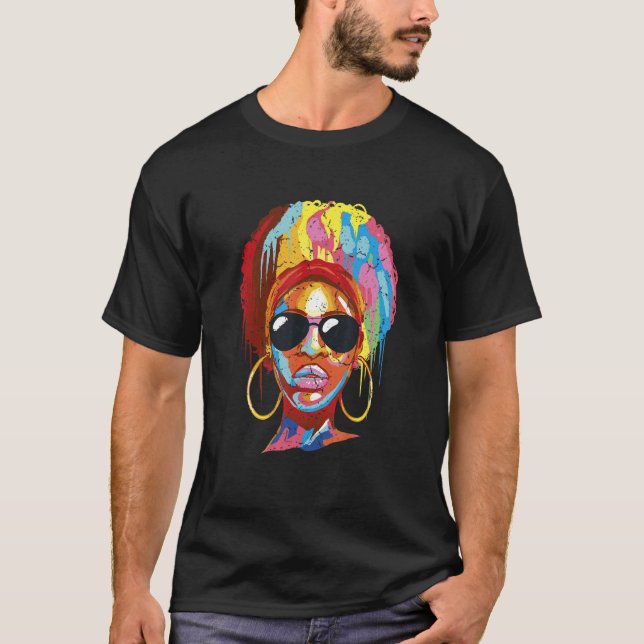 T-shirt Lunettes de soleil cool Femme noire Africaine Amér (Devant)