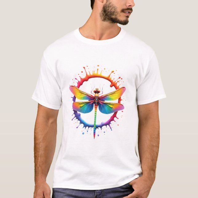 T-shirt Lunettes de soleil Cool Graphic Tie Dye Libellule  (Devant)