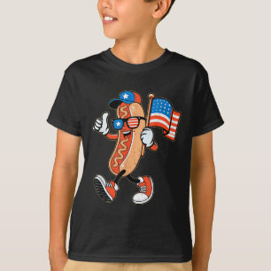 T-shirt Lunettes de soleil Cool Hotdog avec drapeau améric